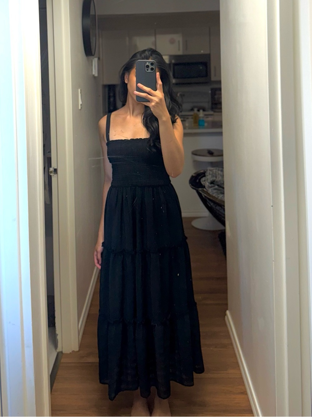 Urban Planet Black Smocked Maxi Dress